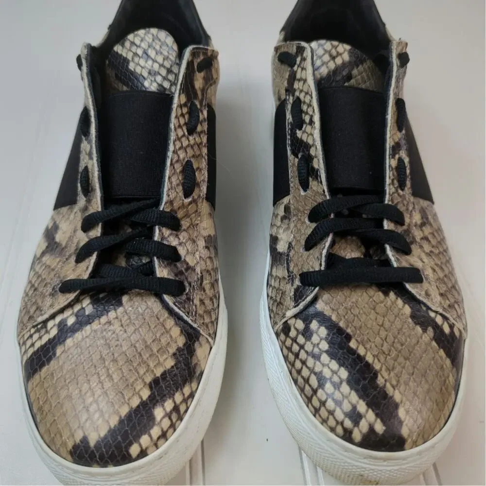 M.Gemi Snake Print Leather Low Top Fashion Sneaker 40